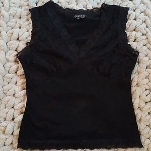 XOXO Black Stretch Lacy Sleeveless Top
